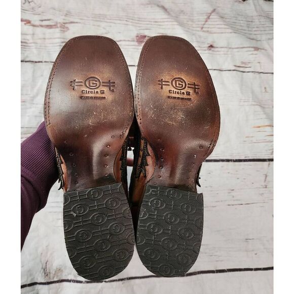 Circle G Overlay, Embroidered, and Studded Western Boot Size 10 NWOT - Picture 5 of 7